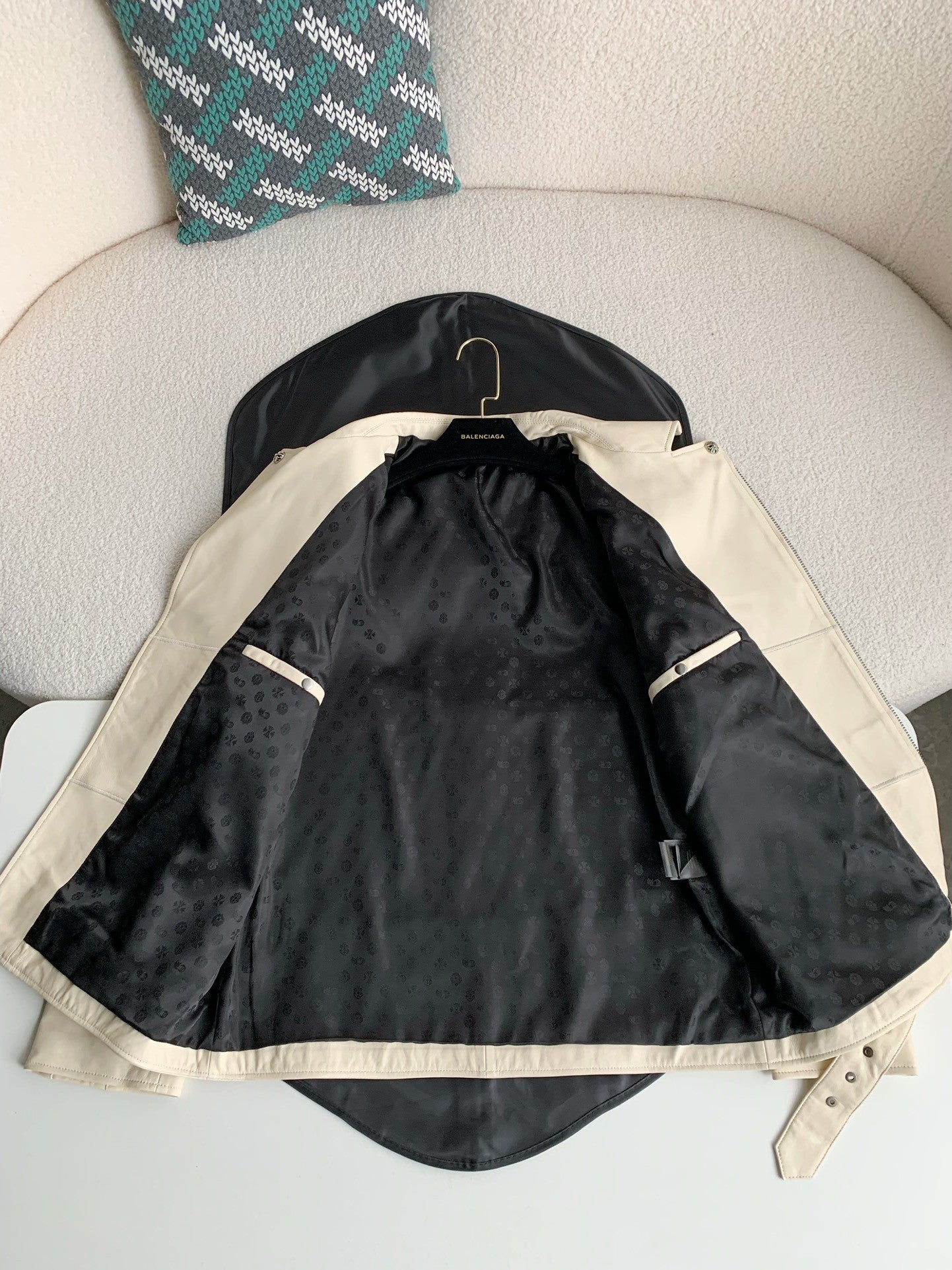 Chrome Hearts white leather biker jacket