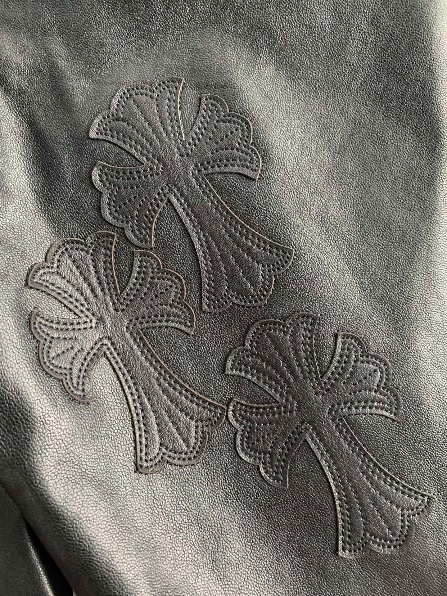 Chrome Hearts leather trucker jacket