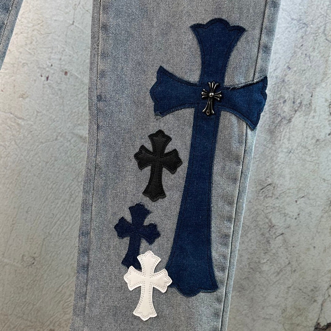 Chrome Heart  Multi-Cross Patch Jeans