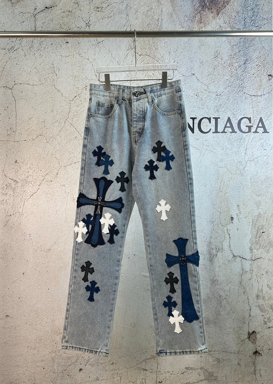 Chrome Heart  Multi-Cross Patch Jeans