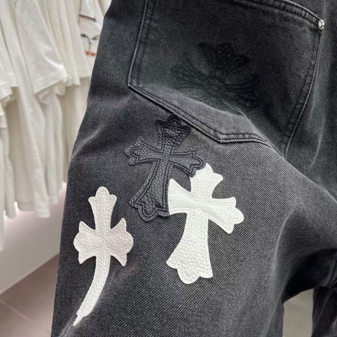 Chrome Heart Cross Patch Denim Shorts