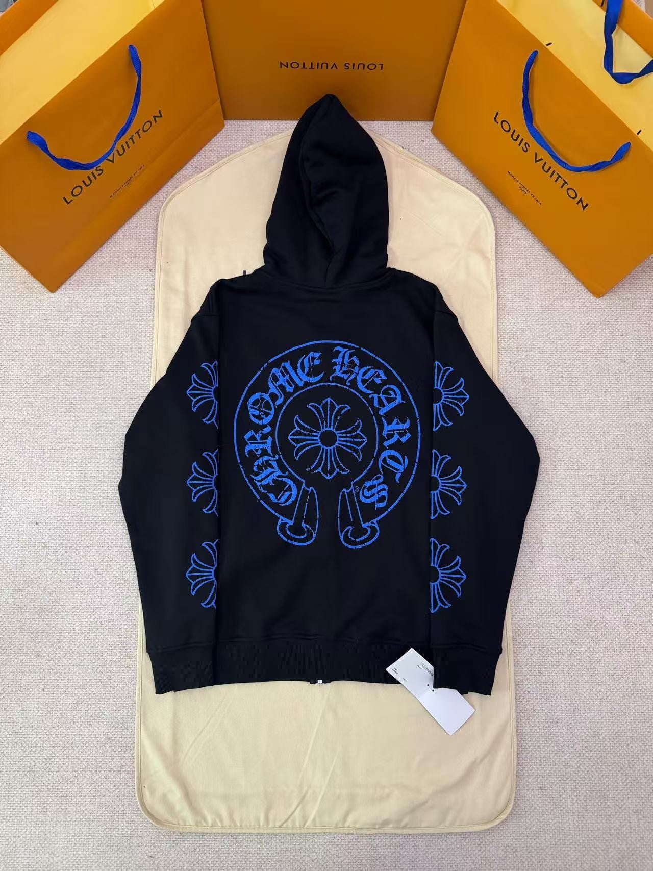 Chrome Heart Horseshoe Circle Zip Hoodie