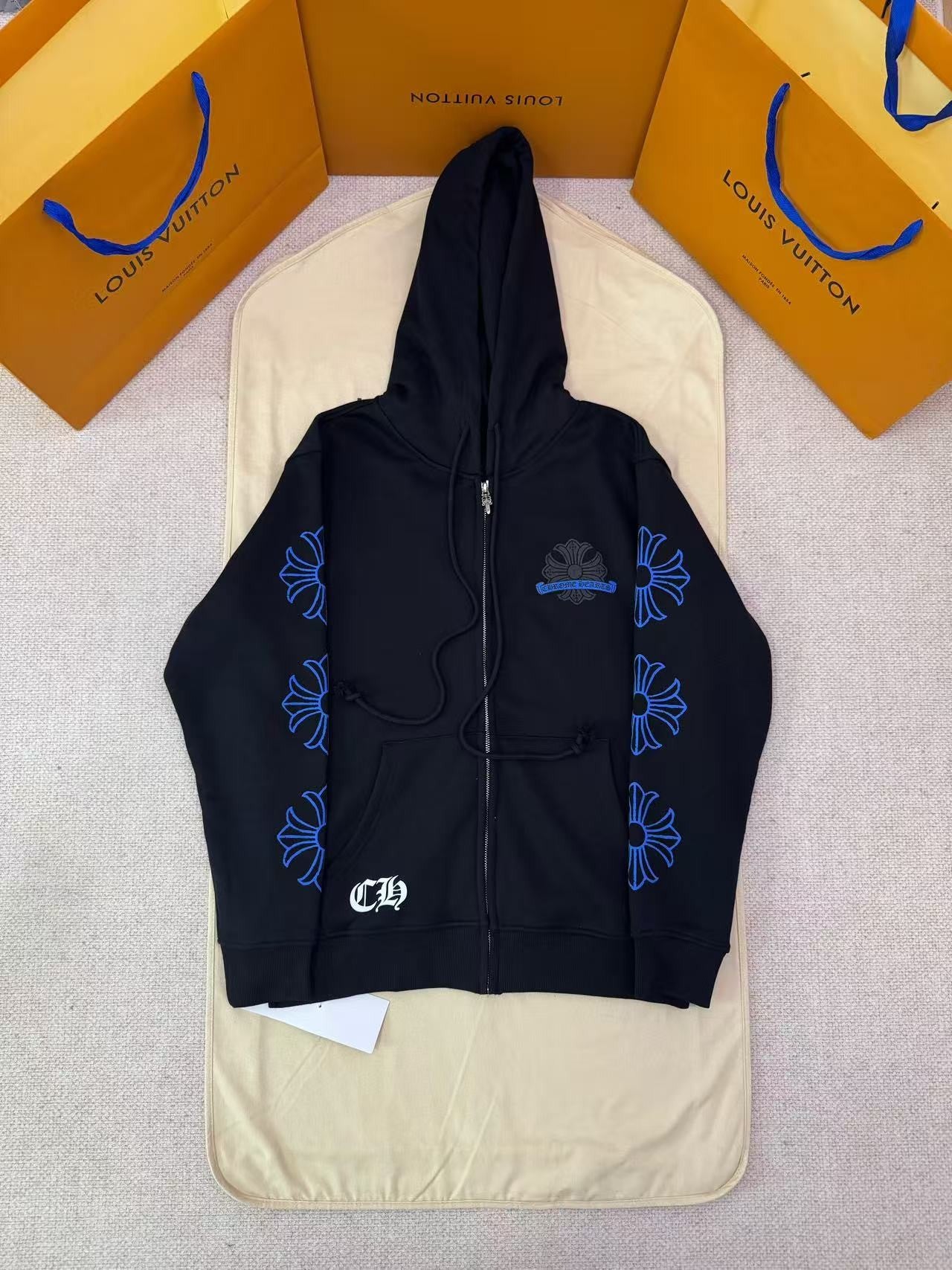 Chrome Heart Horseshoe Circle Zip Hoodie