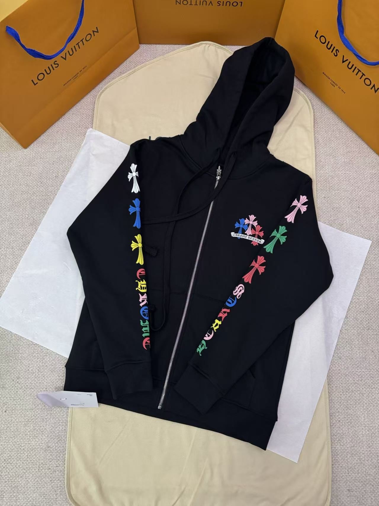 Chrome Heart Rainbow Cross Zip hoddie