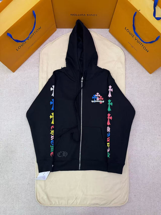Chrome Heart Rainbow Cross Zip hoddie