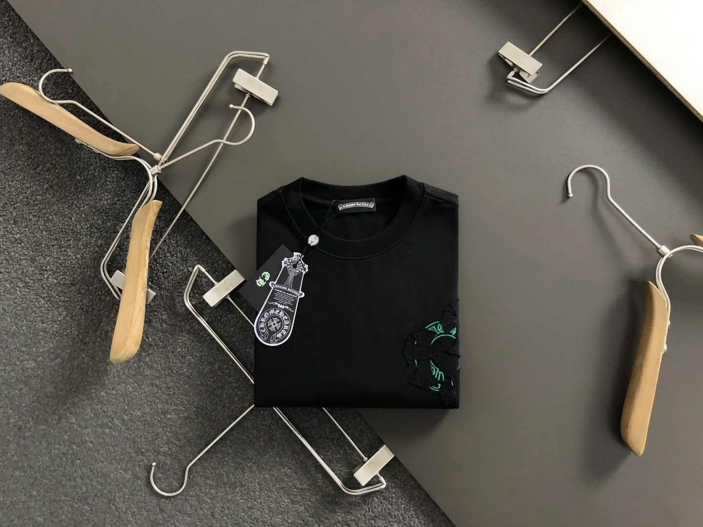 Chrome Heart Green Banner Cross Tee