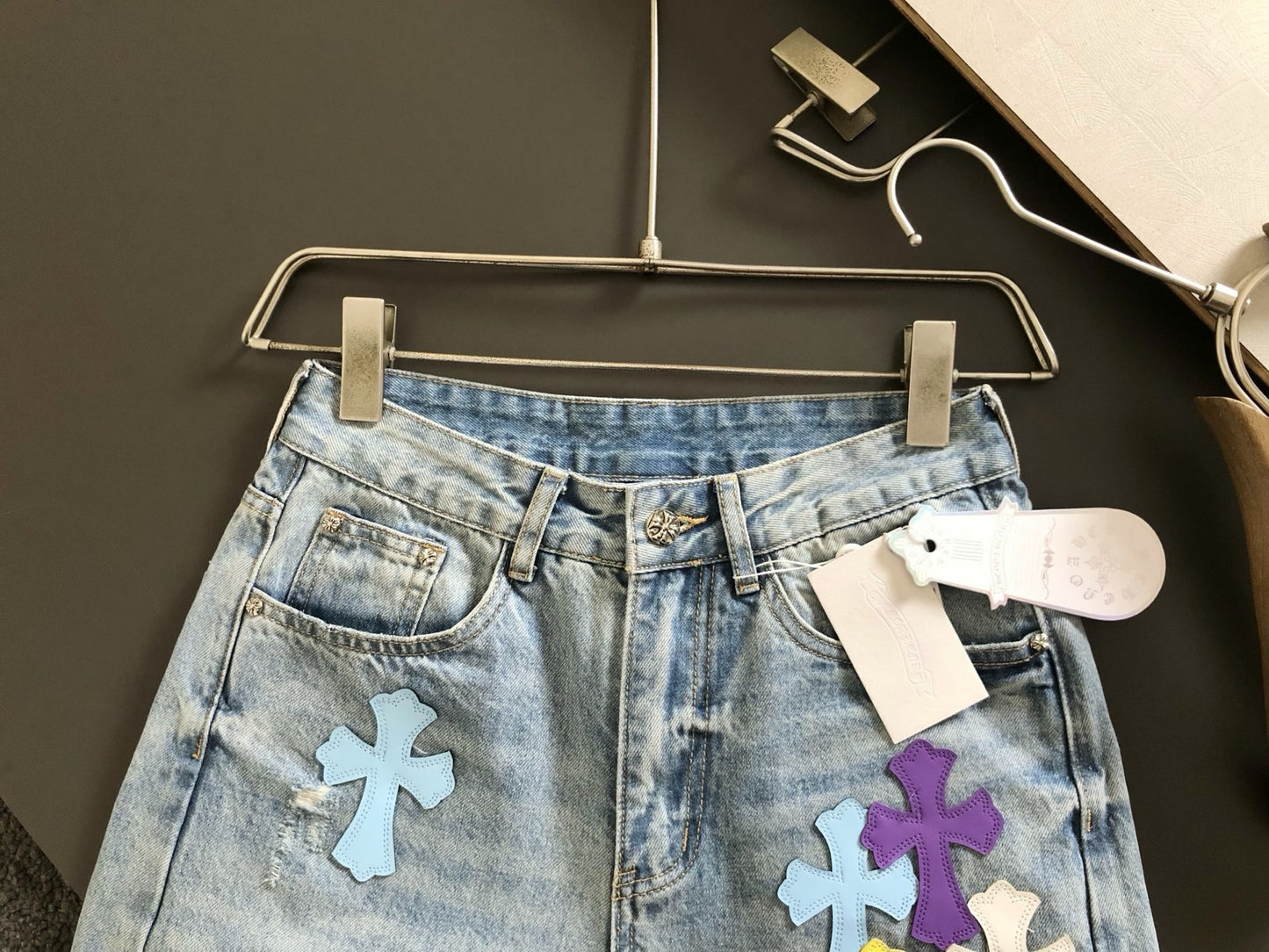 Chrome Heart Multi-Color Cross Jeans