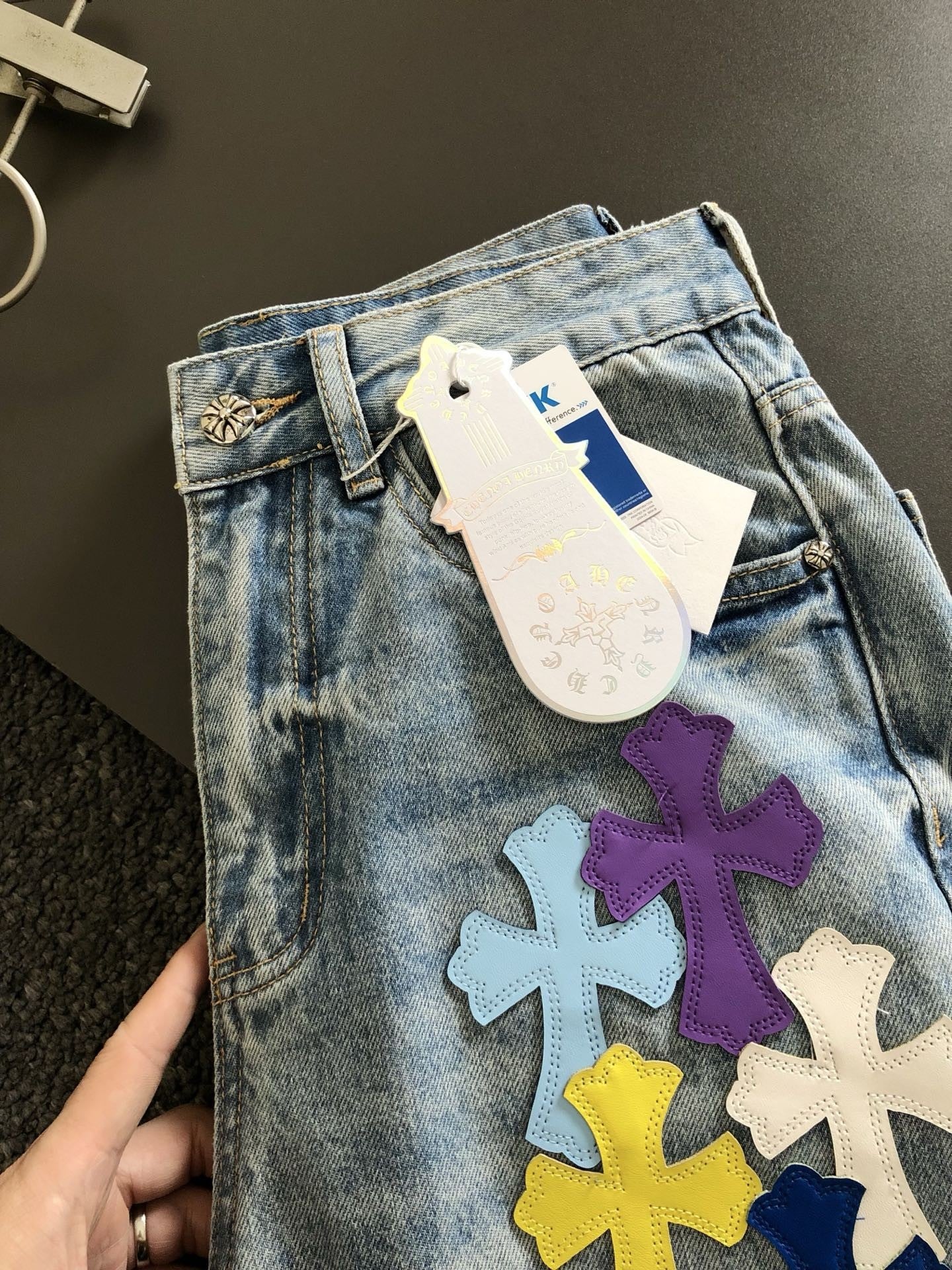 Chrome Heart Multi-Color Cross Jeans