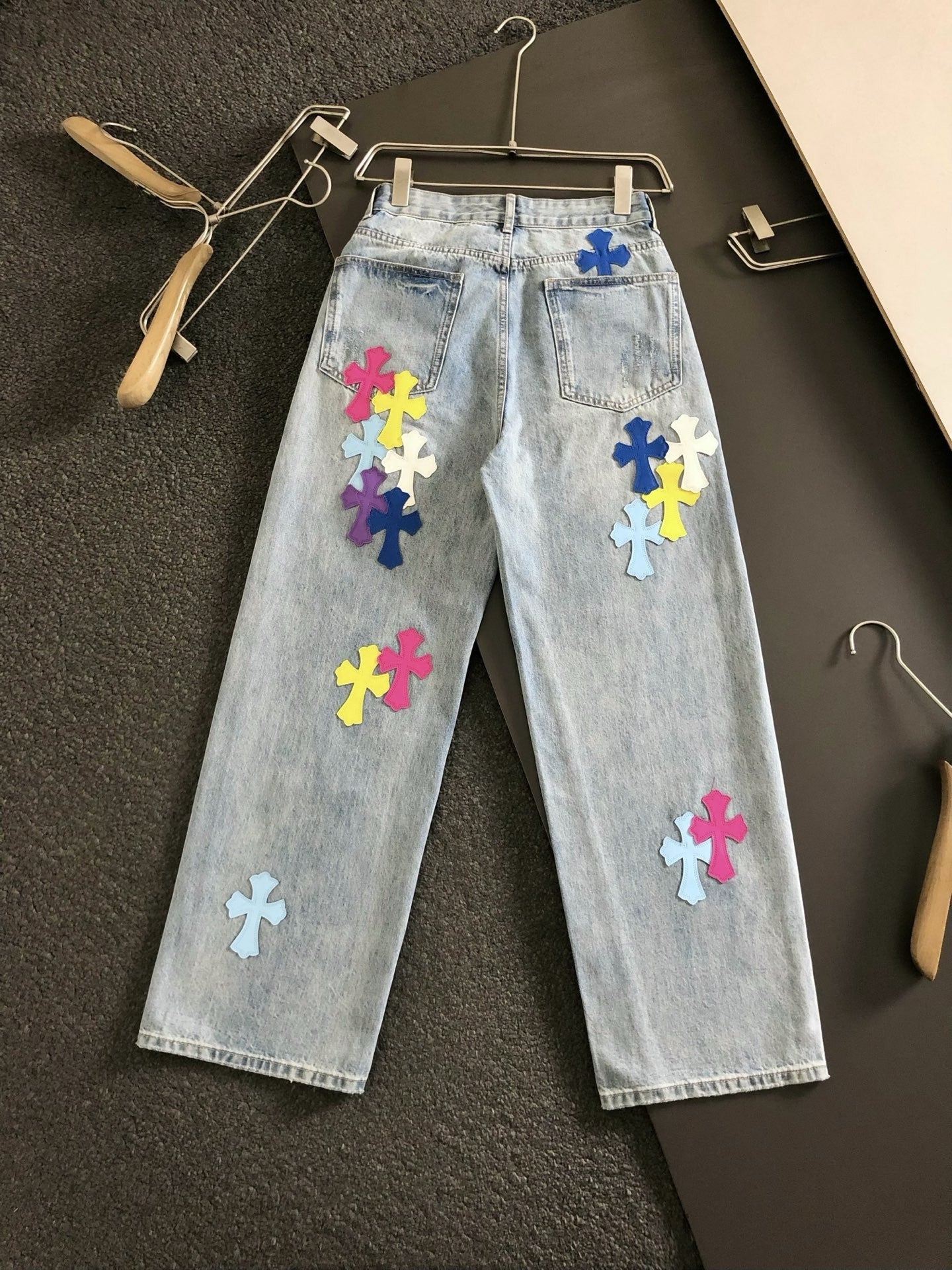 Chrome Heart Multi-Color Cross Jeans