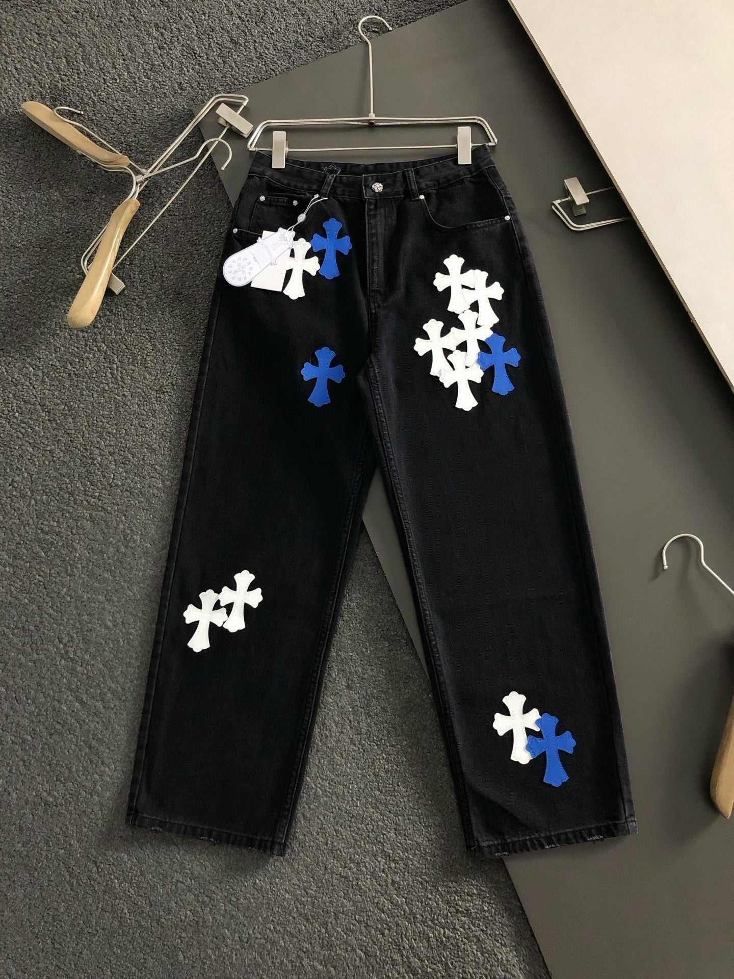Chrome Heart Cross Wide-Leg Jeans